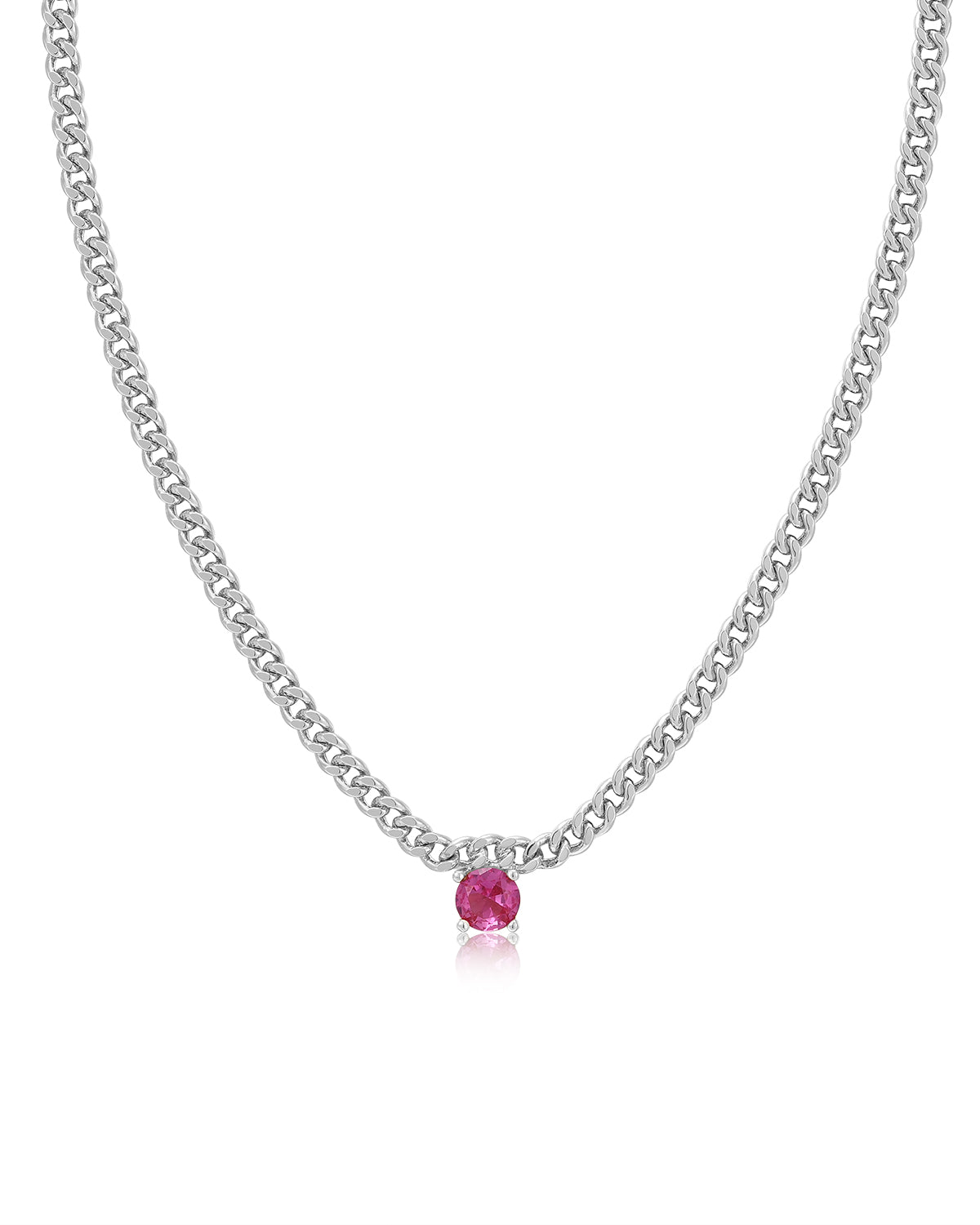 Bardot Stud Necklace - Pink - Silver