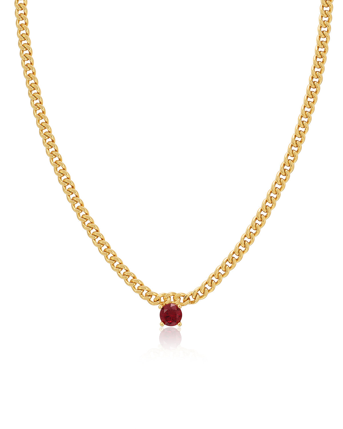Bardot Stud Necklace - Ruby Red - Gold