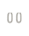 Beaded Chain Link Huggies - Silver
