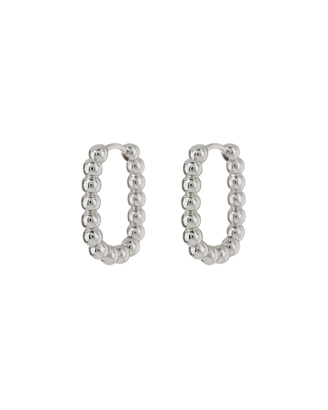 Beaded Chain Link Huggies - Silver