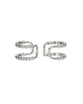 Beaded Diamonte Ear Cuff - Silver - Earrings