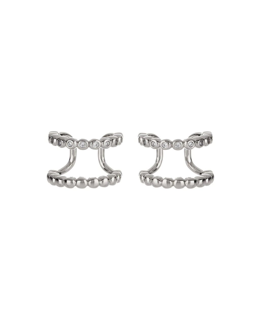 Beaded Diamonte Ear Cuff - Silver - Earrings — alternate view