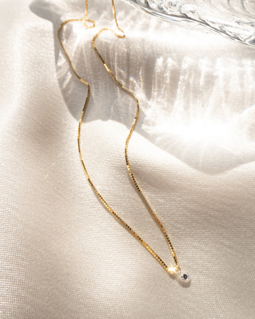 Bella Diamond Charm Necklace in White Gold — detail view