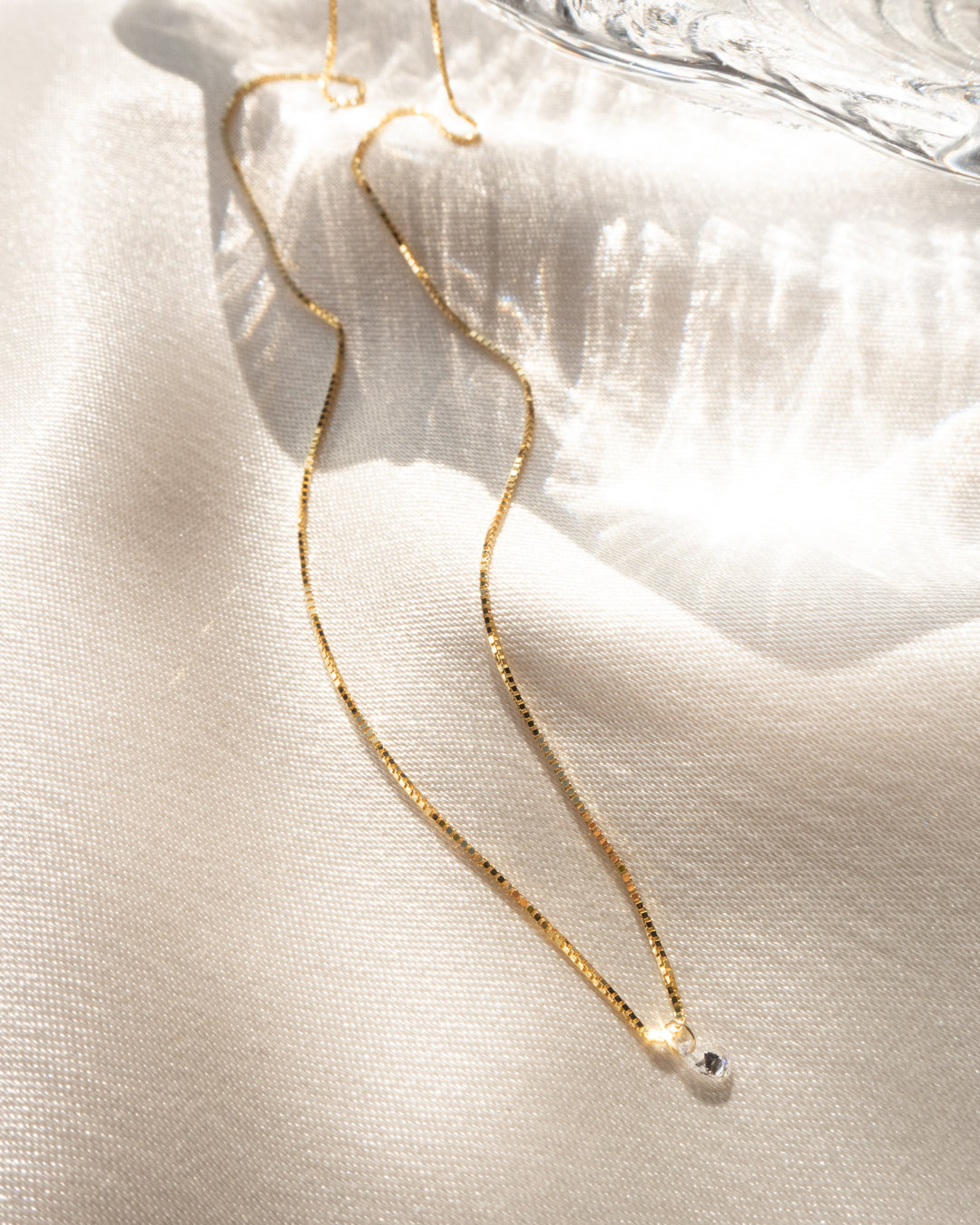 Bella Diamond Charm Necklace in White Gold — detail view