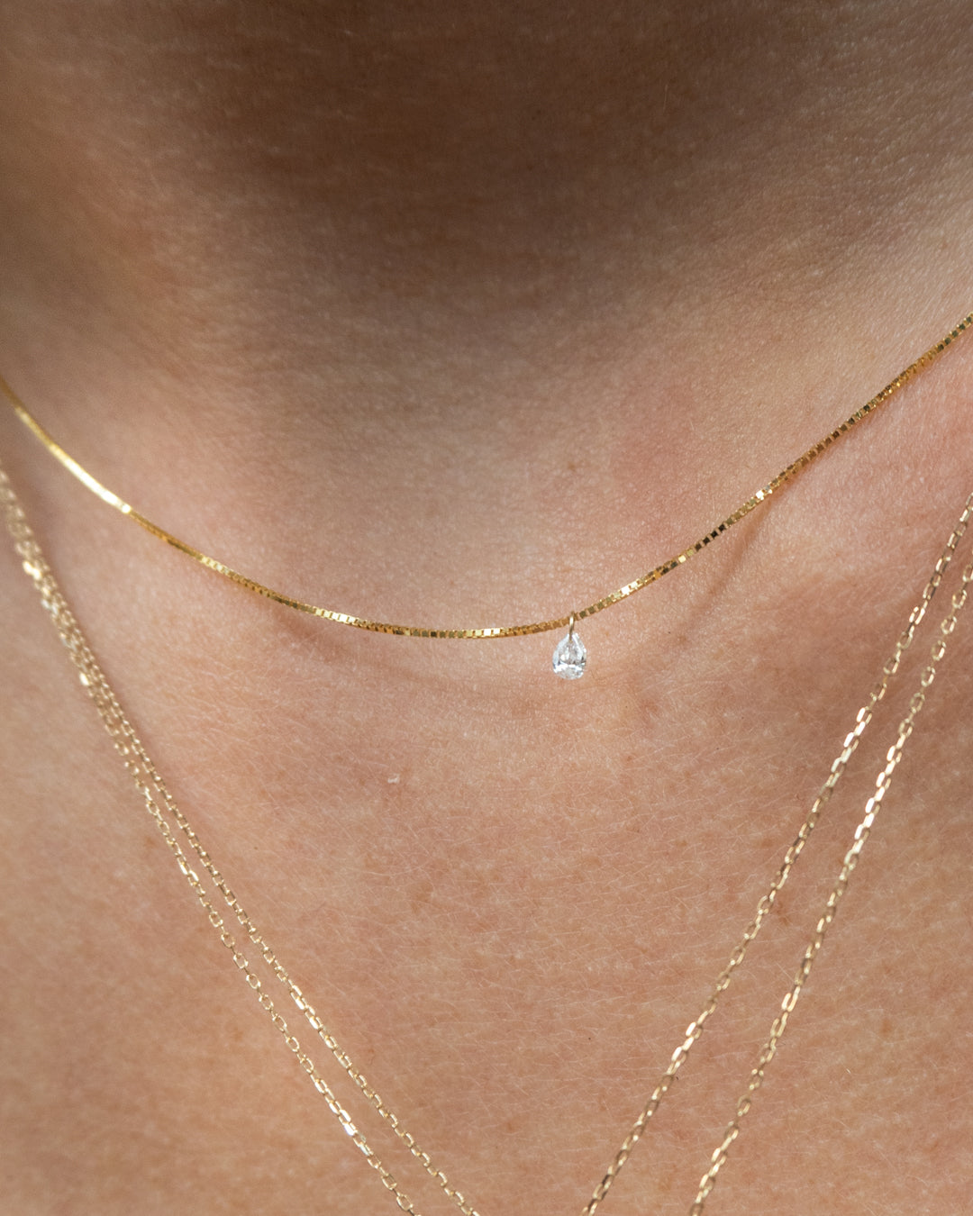 Bella Diamond Charm Necklace in White Gold — another angle