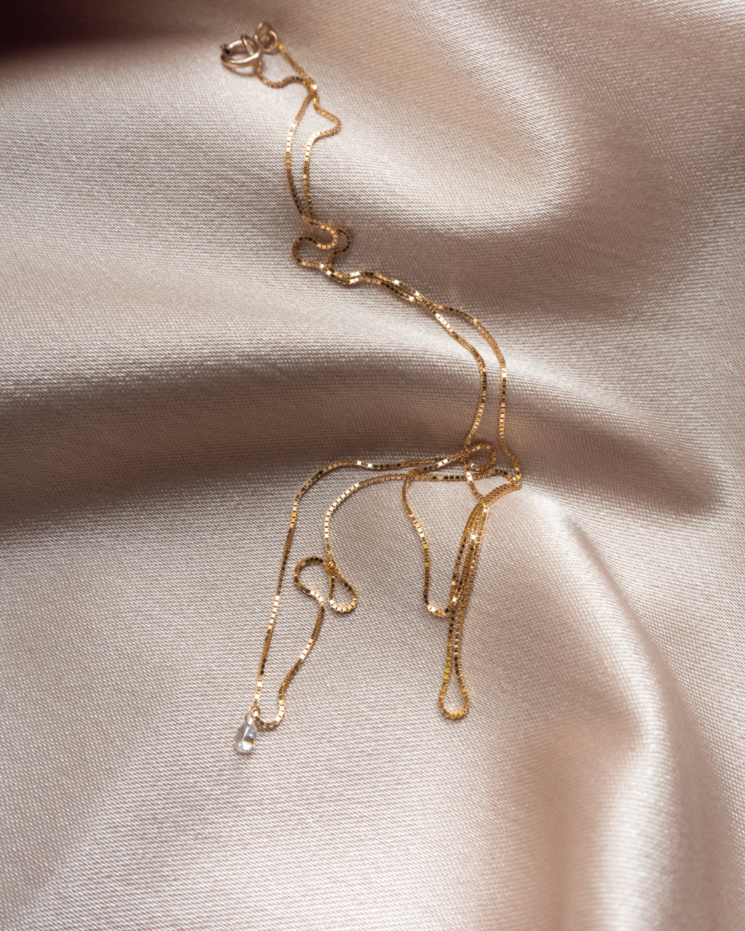 Bella Diamond Charm Necklace in White Gold — detail view 2
