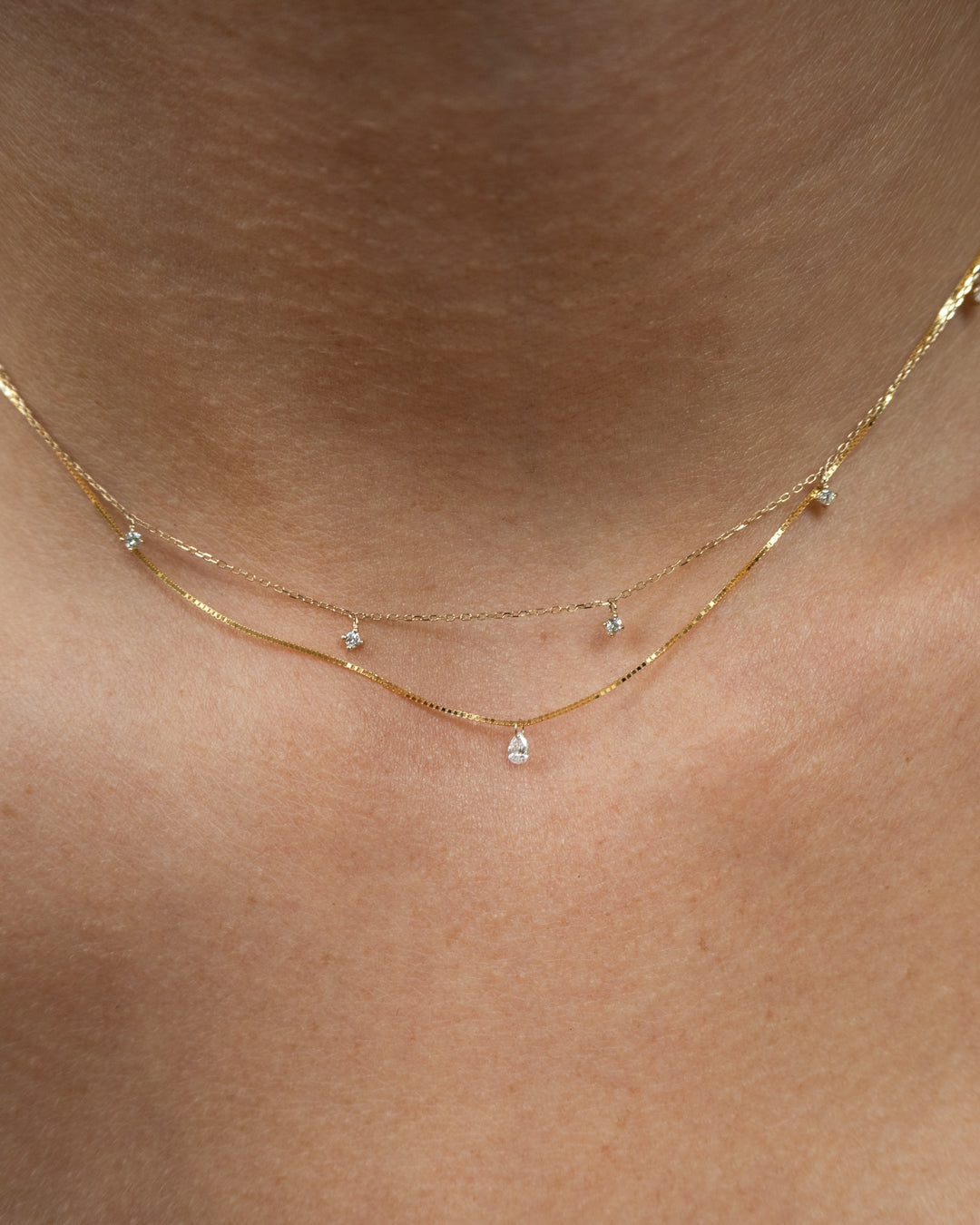 Bella Diamond Charm Necklace in White Gold — alternate angle 2
