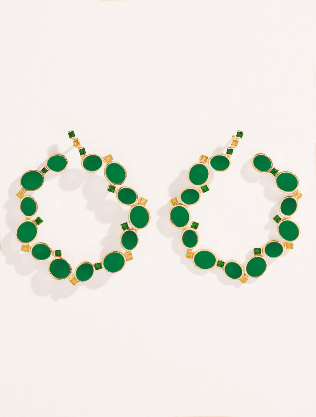 Héra Earrings - Green Onyx - front view