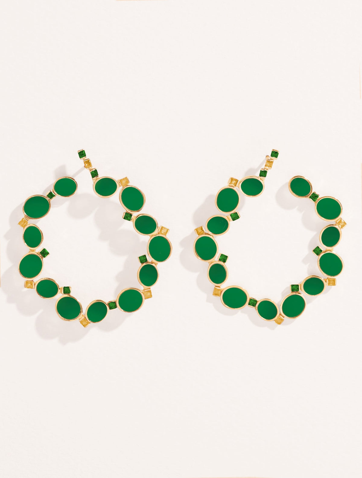 Héra Earrings - Green Onyx - front view
