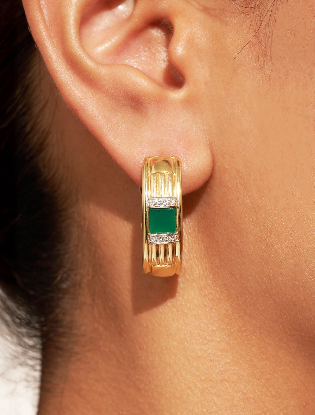 Amenza Earrings - Green Onyx - alternate view