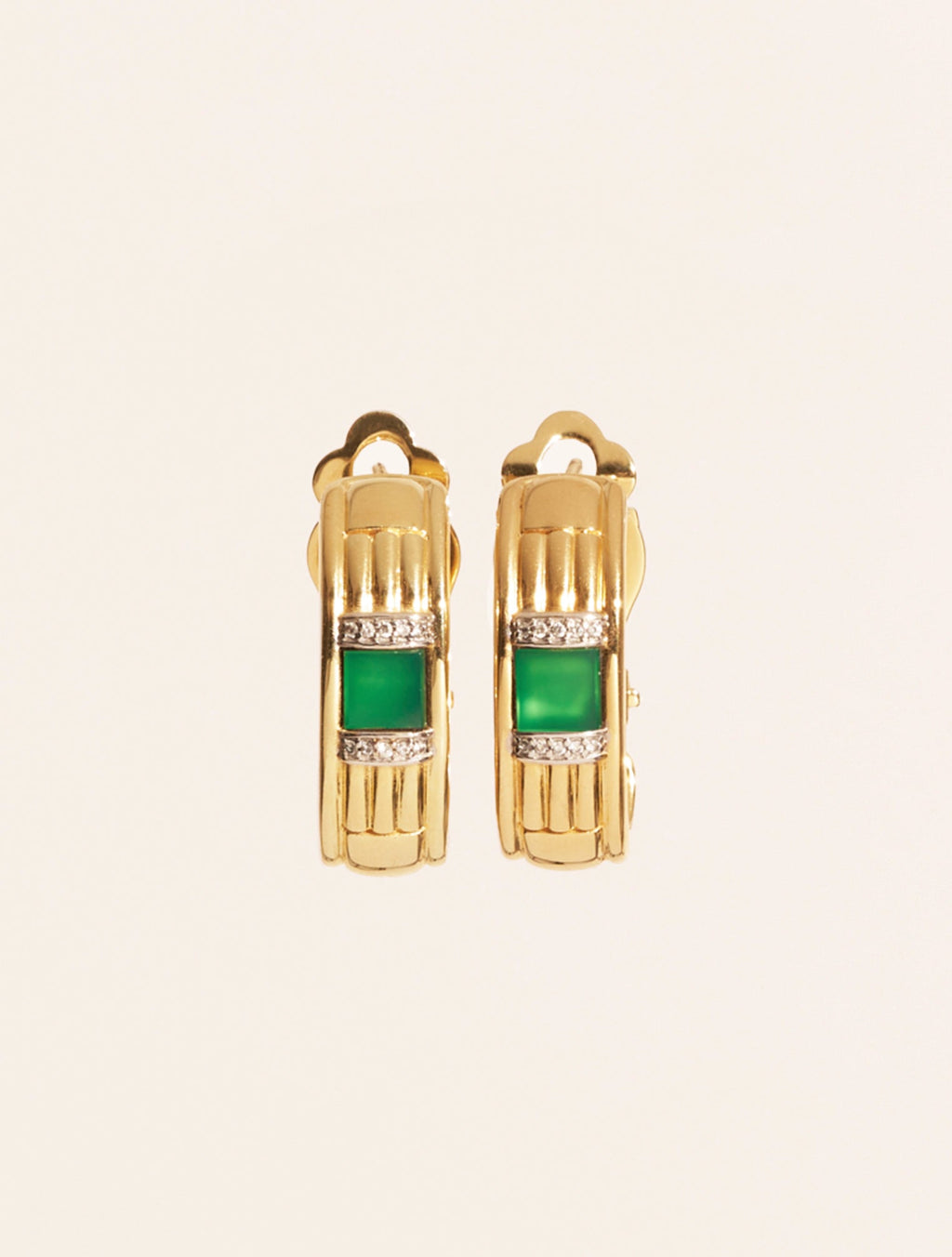 Amenza Earrings - Green Onyx - front view