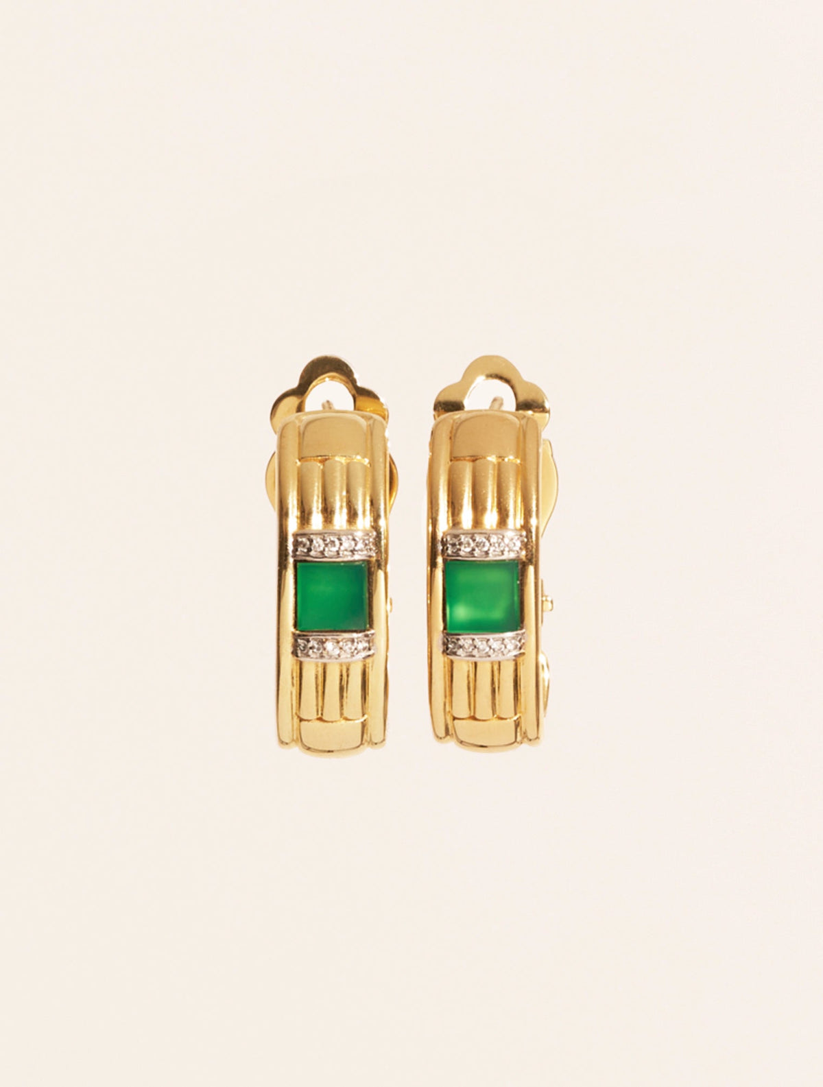 Amenza Earrings - Green Onyx - front view