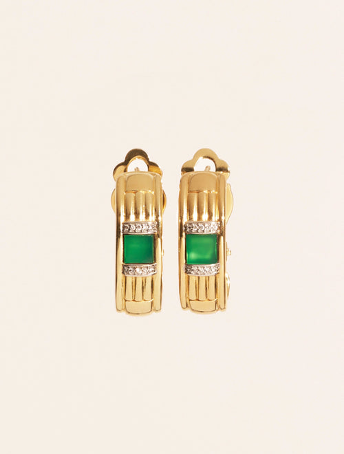 Amenza Earrings - Green Onyx - front view