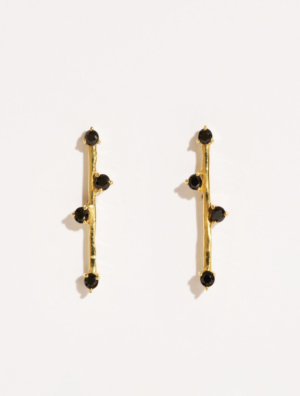 Delia Earrings - Black Zircons - front view