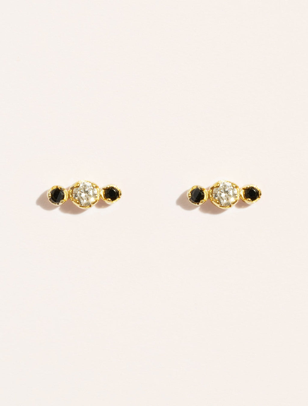 Dori Earrings - Zircons White and Black - front view