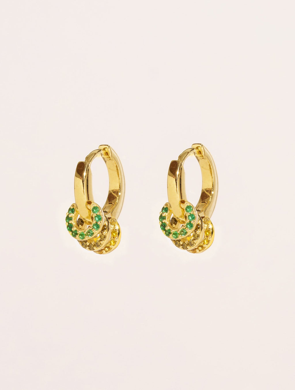 Karma Earrings - Yellow Green, - front view