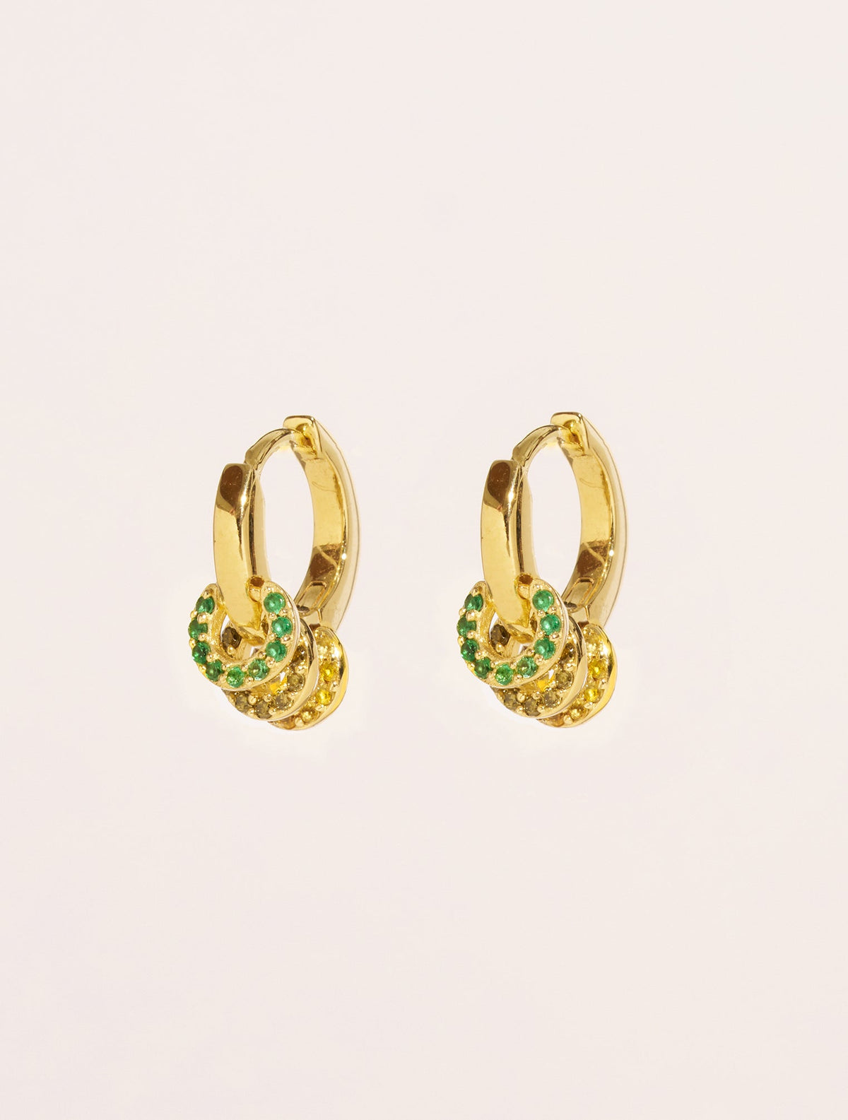 Karma Earrings - Yellow Green, - front view