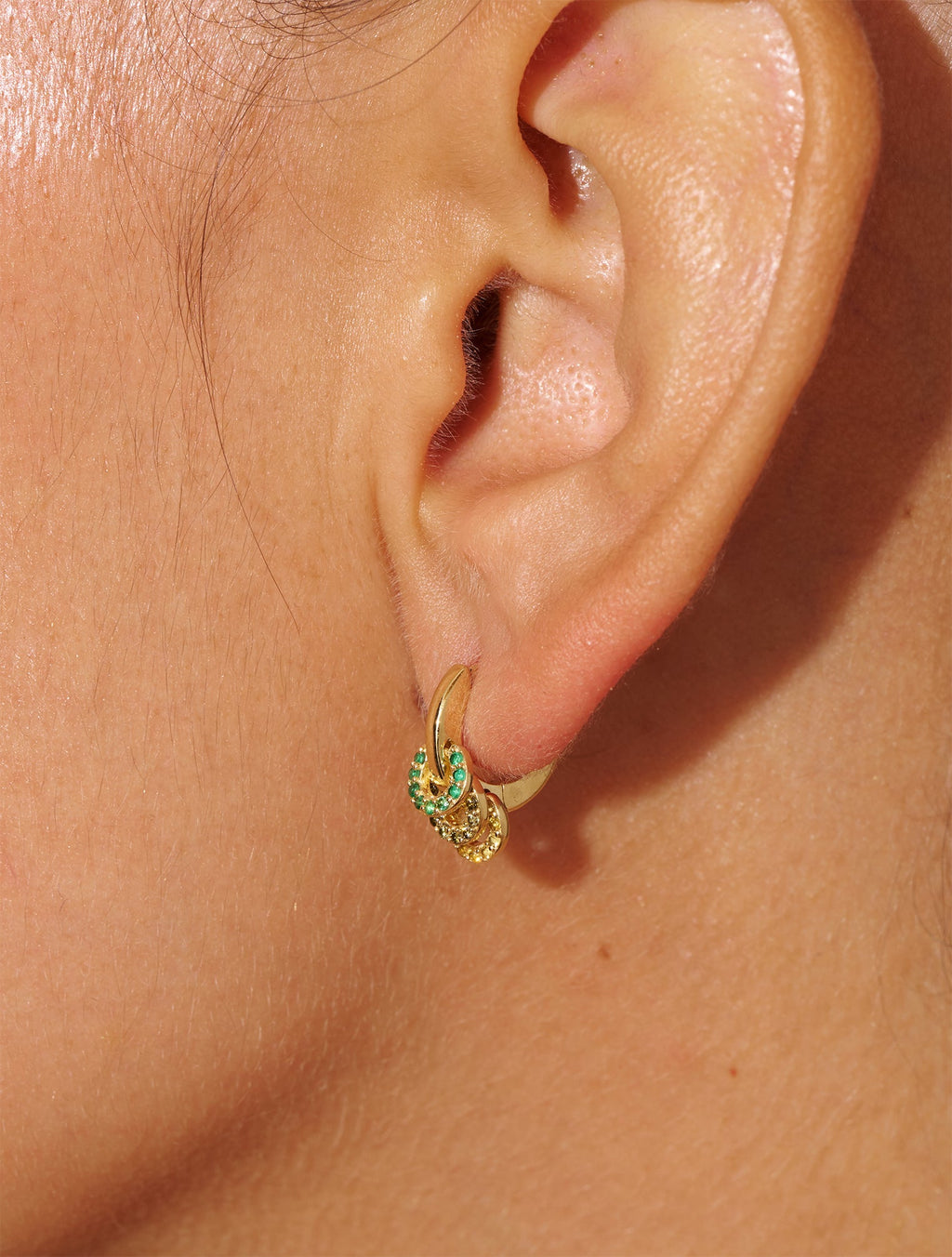 Karma Earrings - Yellow Green, - alternate view