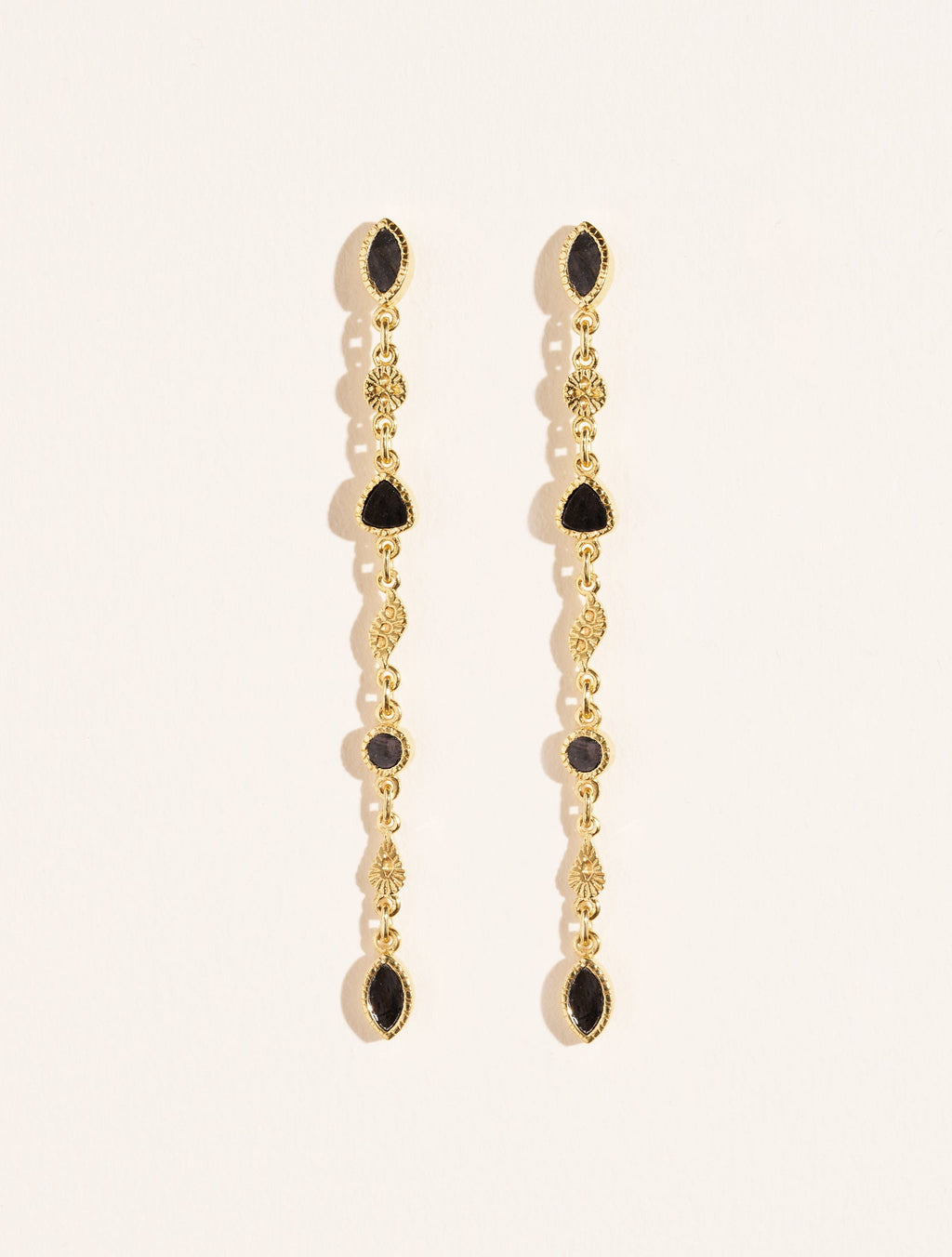 Macha Earrings - Textured Onyx - front view