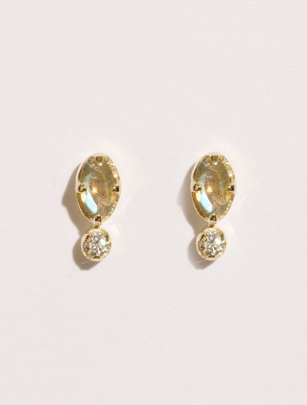 Mani Earrings - Labradorite - front view