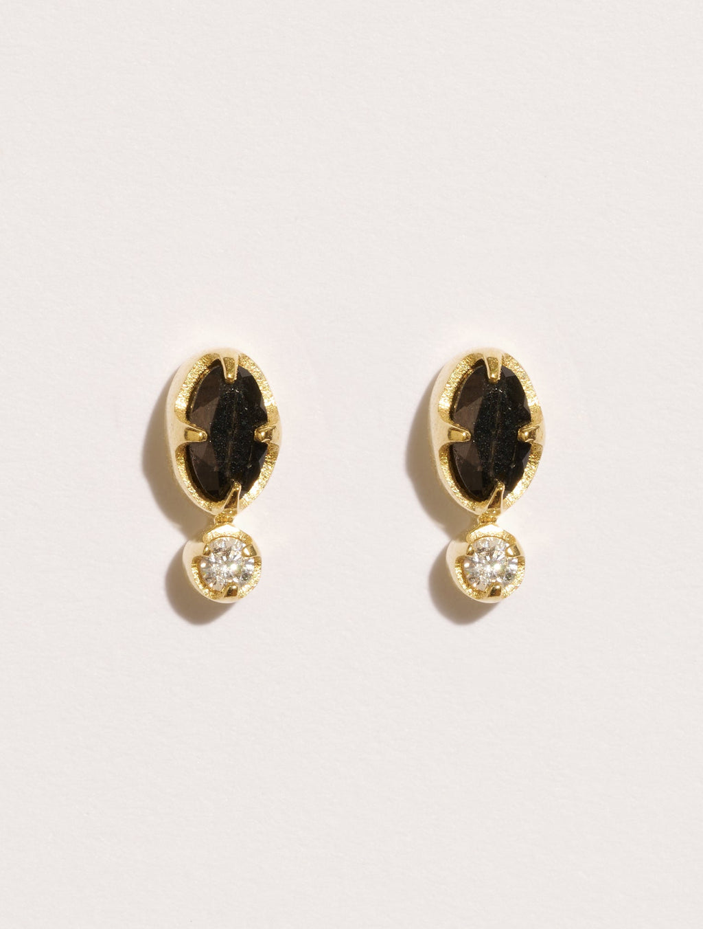 Mani Earrings - Textured Onyx - front view