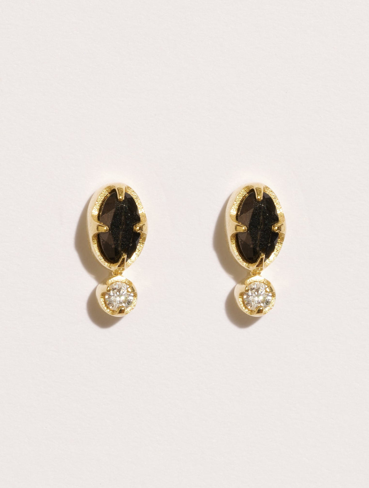 Mani Earrings - Textured Onyx - front view