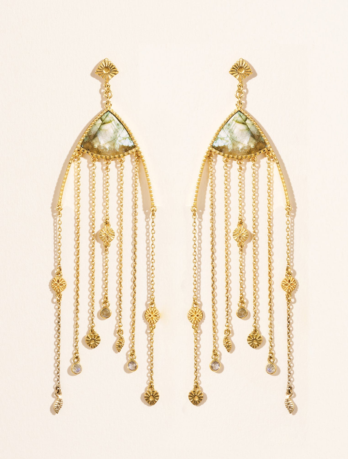 Mina Earrings - Labradorite - front view