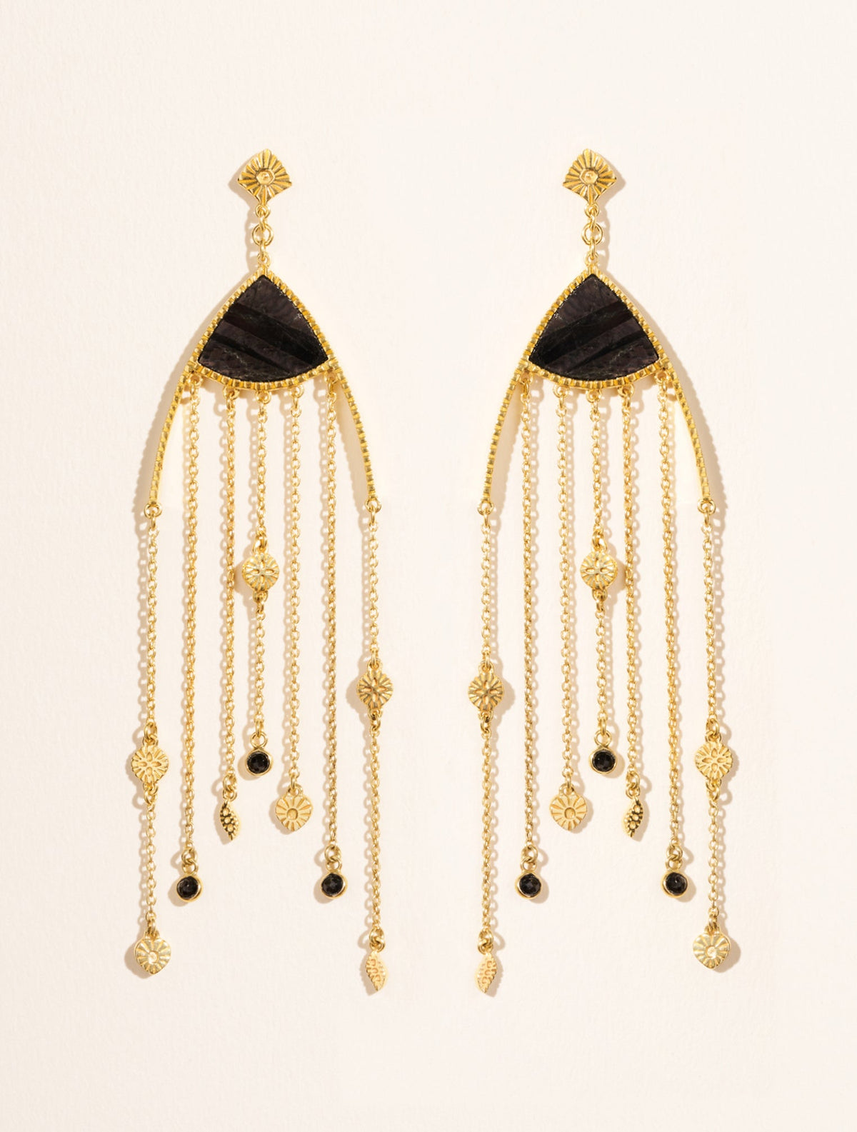Mina Earrings - Textured Onyx - front view
