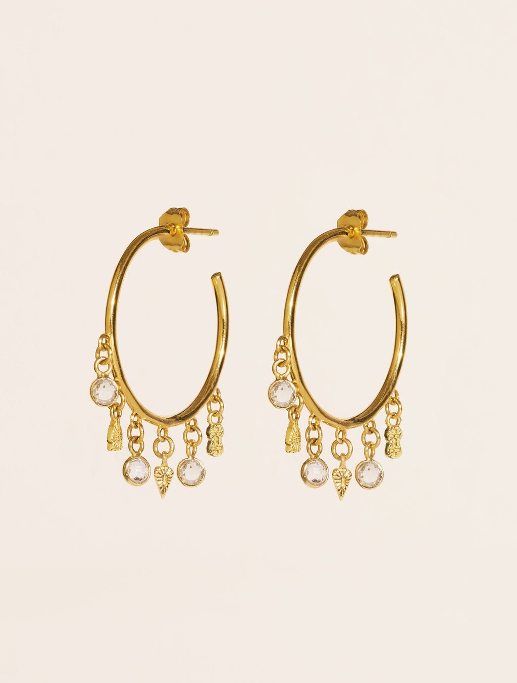 Nati Earrings - White Zircons - front view
