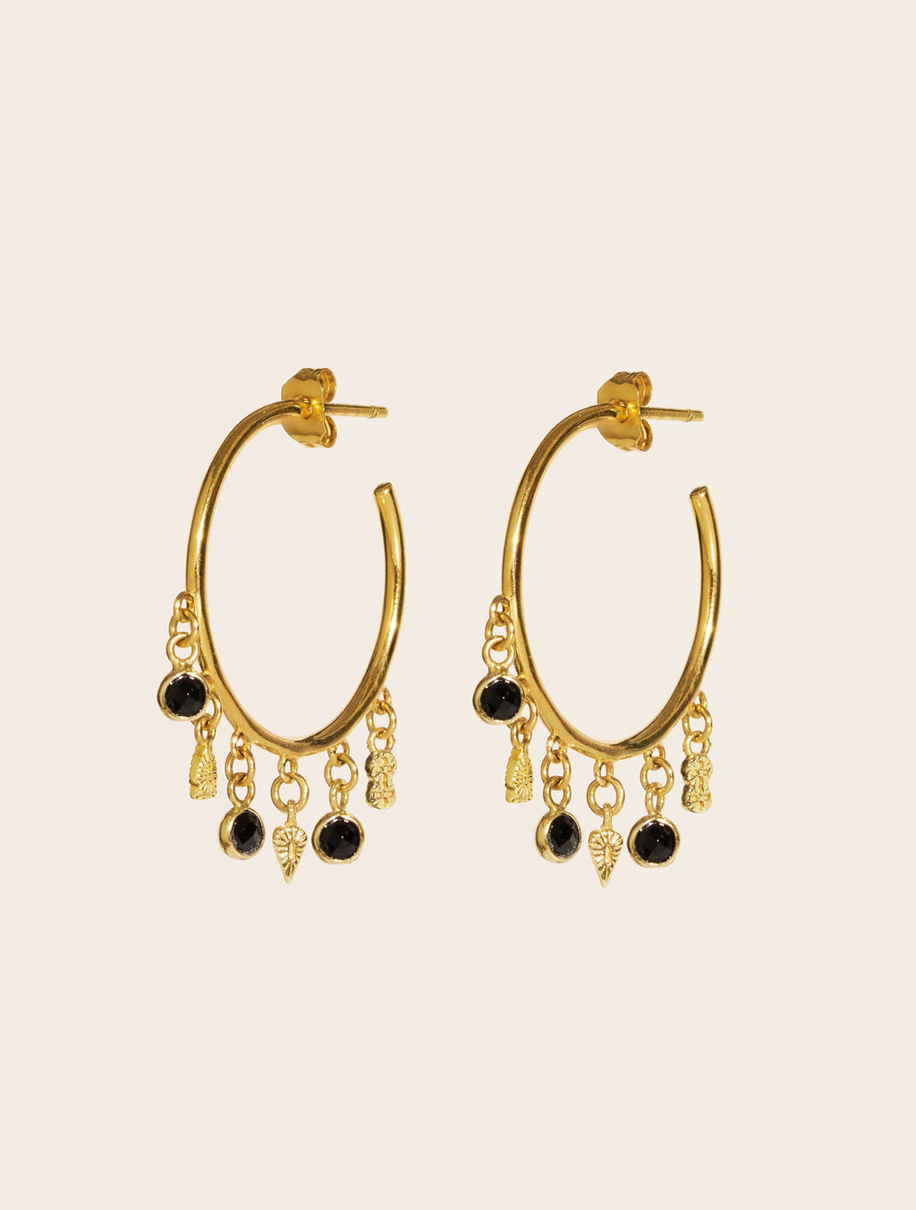 Nati Earrings - Black Zircons - front view