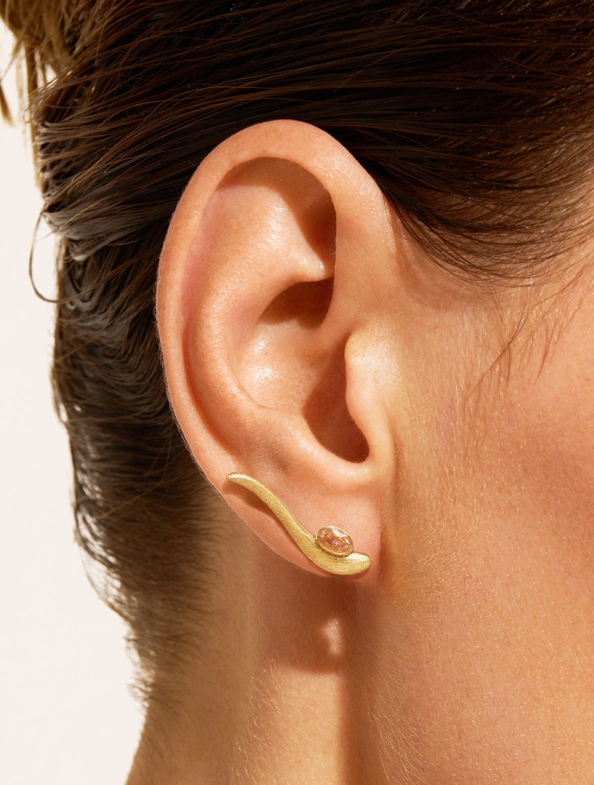 Horizon Earrings - Quartz coloured champagne - Riviera - alternate view