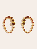 Rive Earrings - D'or - Zircons Grenat - front view