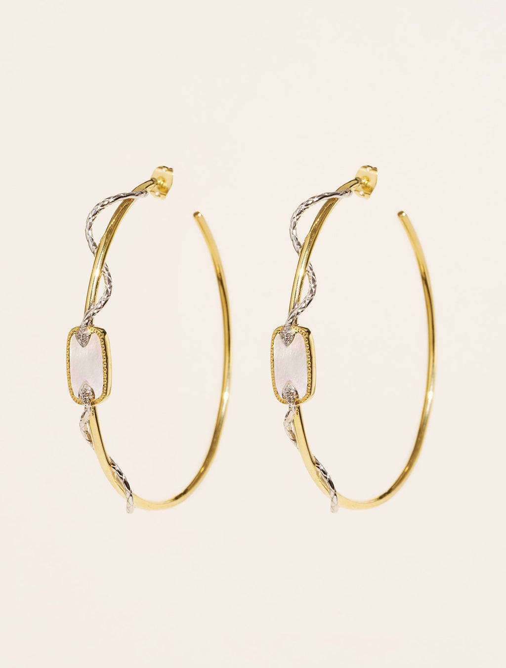 Sangha Hoop Earrings - Mother-of-pearl - front view