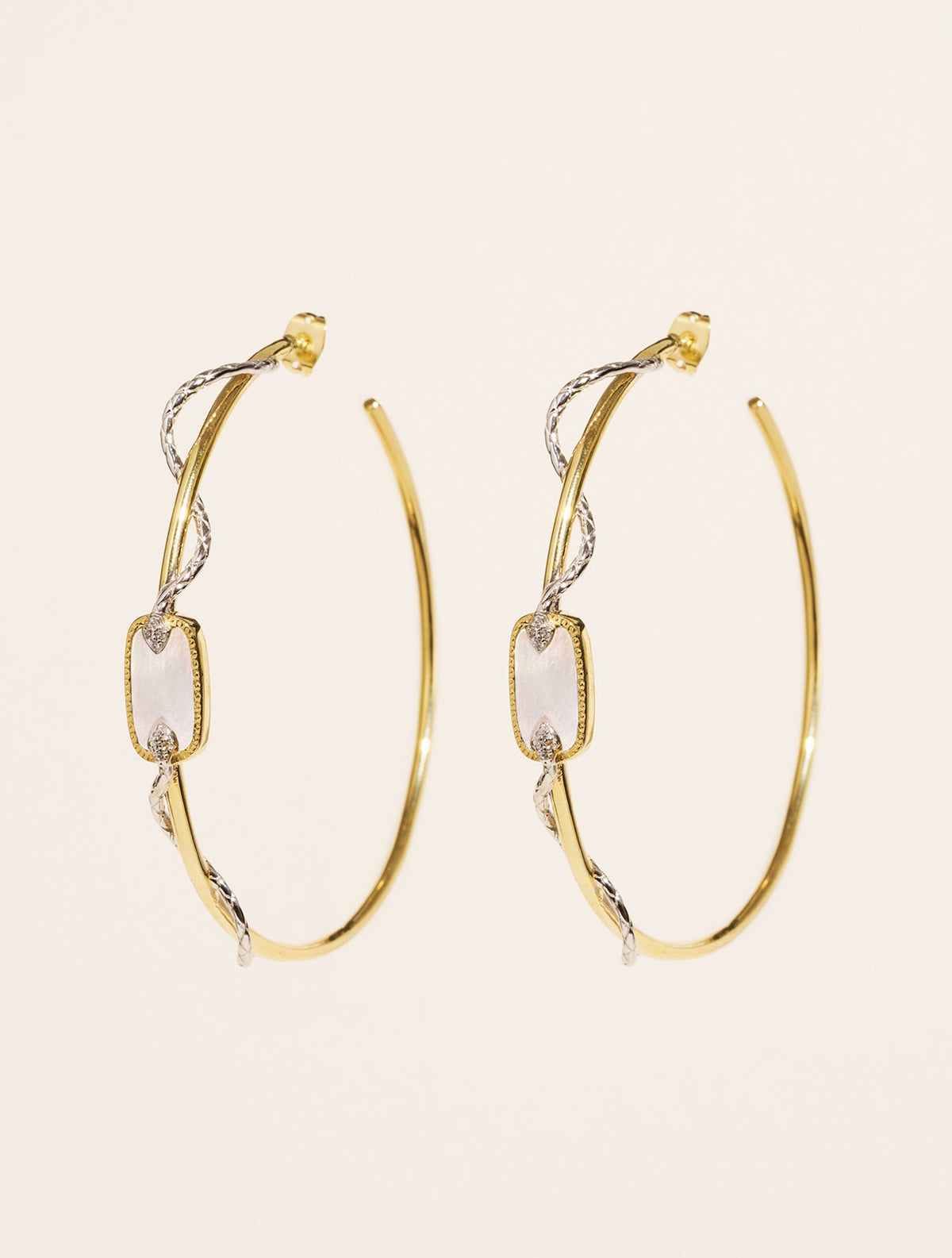 Sangha Hoop Earrings - Mother-of-pearl - front view