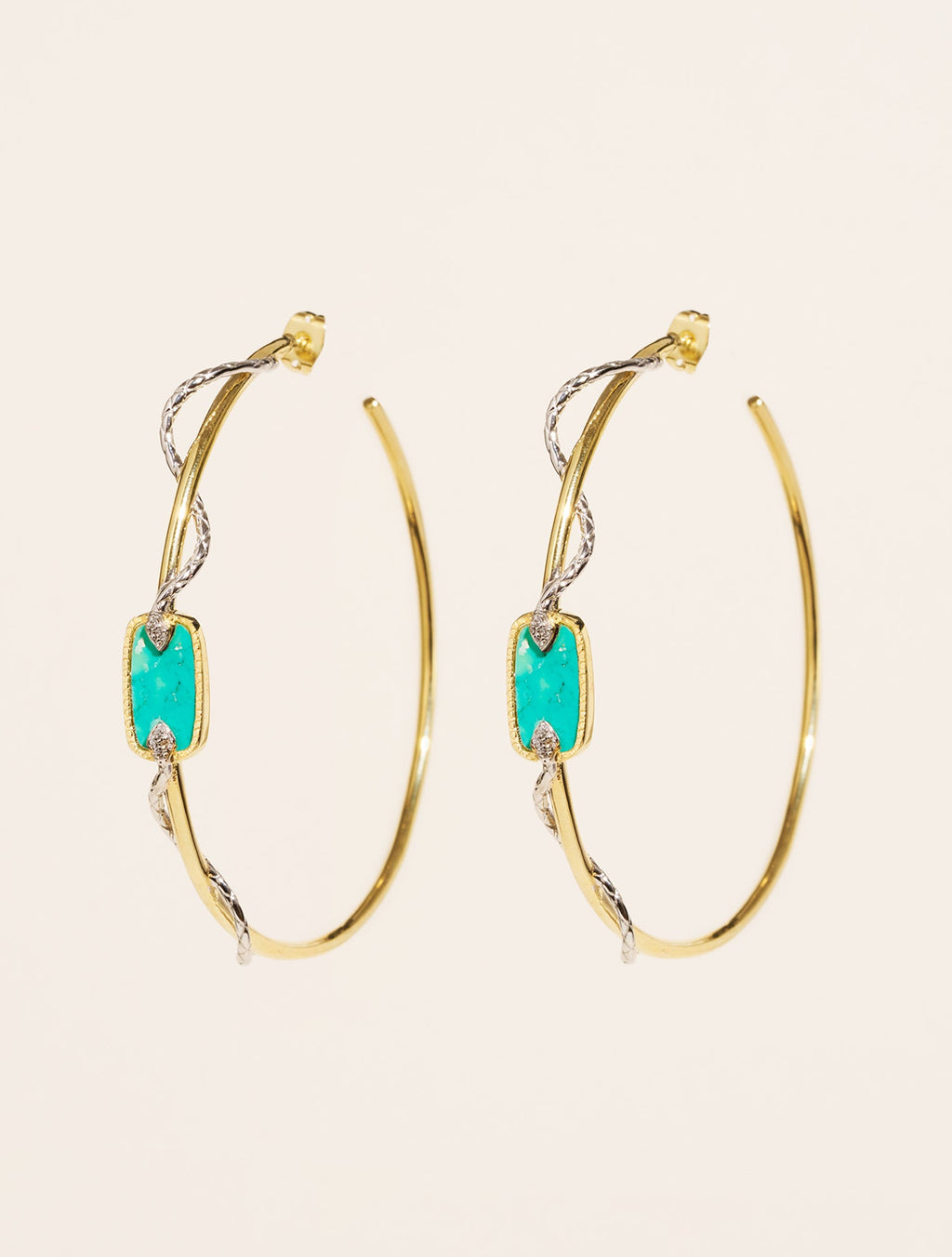 Sangha Hoop Earrings - Turquoise - front view