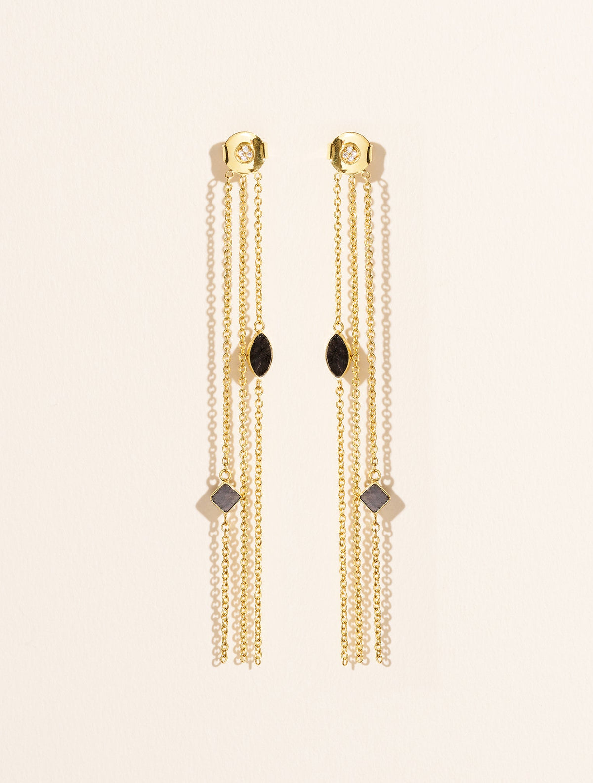 Shayan Earrings - Textured Onyx - front view