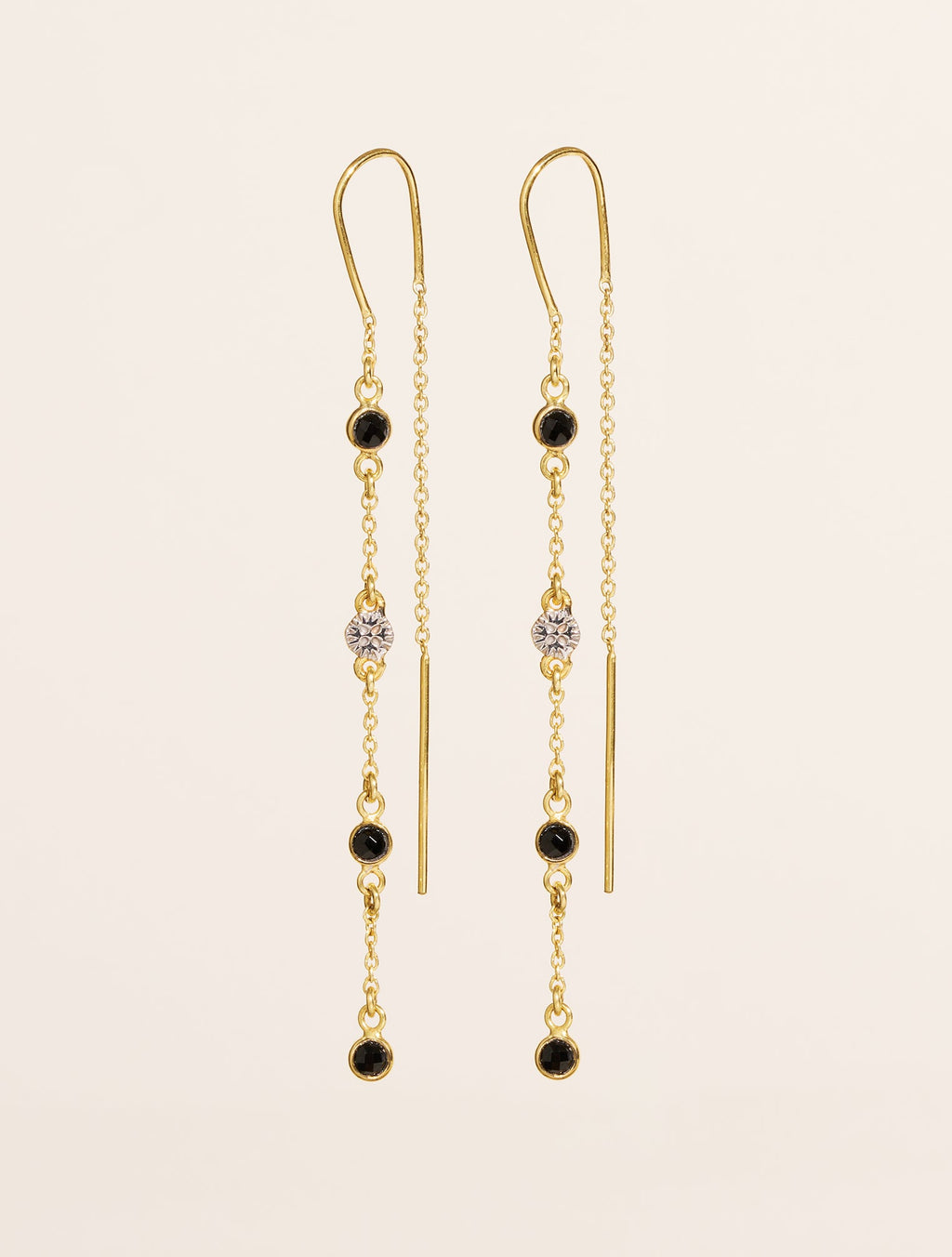 Sitara Earrings - Black Zircons - front view