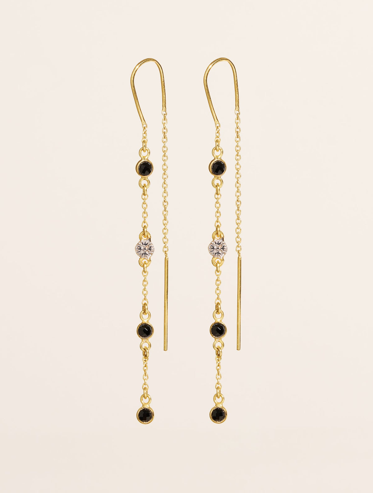Sitara Earrings - Black Zircons - front view