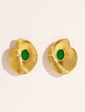 Coquillage Earrings - Green Onyx - front view