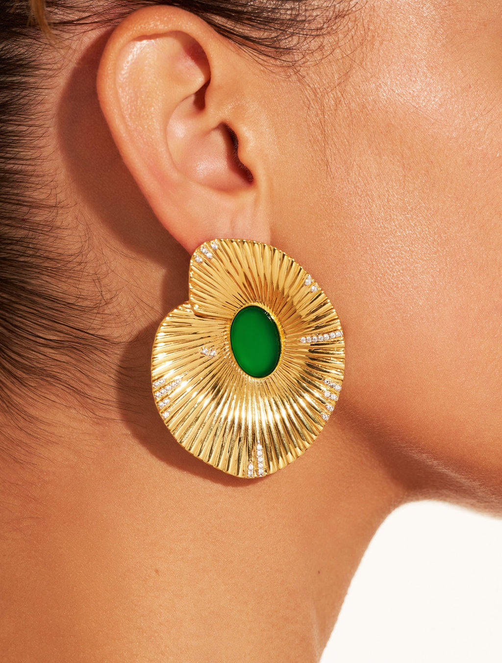 Coquillage Earrings - Green Onyx - alternate view
