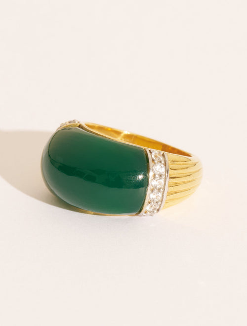 Amenza Ring - Green Onyx - front view