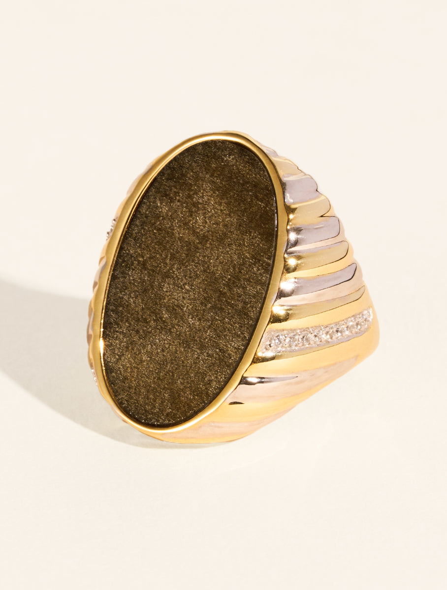 Amara Ring - Golden Obsidienne - front view