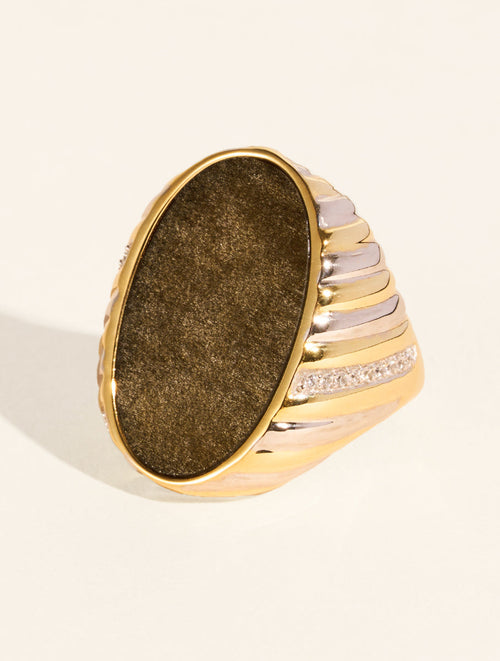 Amara Ring - Golden Obsidienne - front view