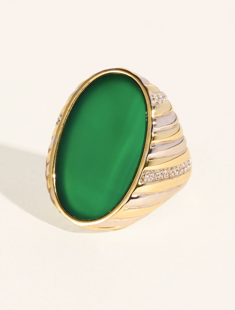 Amara Ring - Green Onyx - front view
