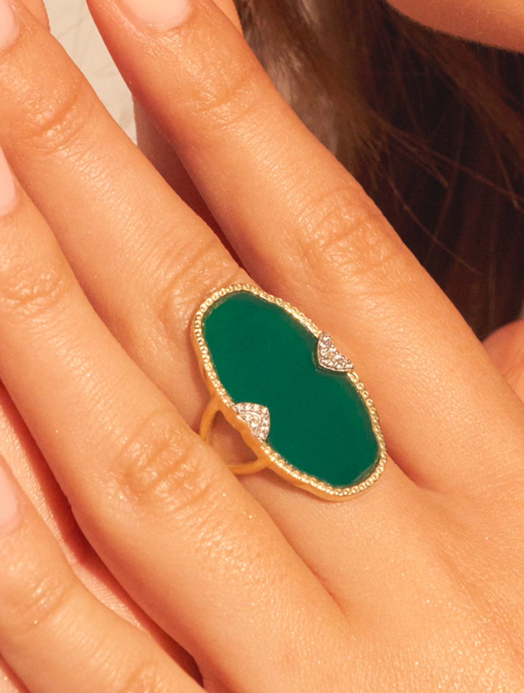 Belize Ring - Green Onyx - alternate view