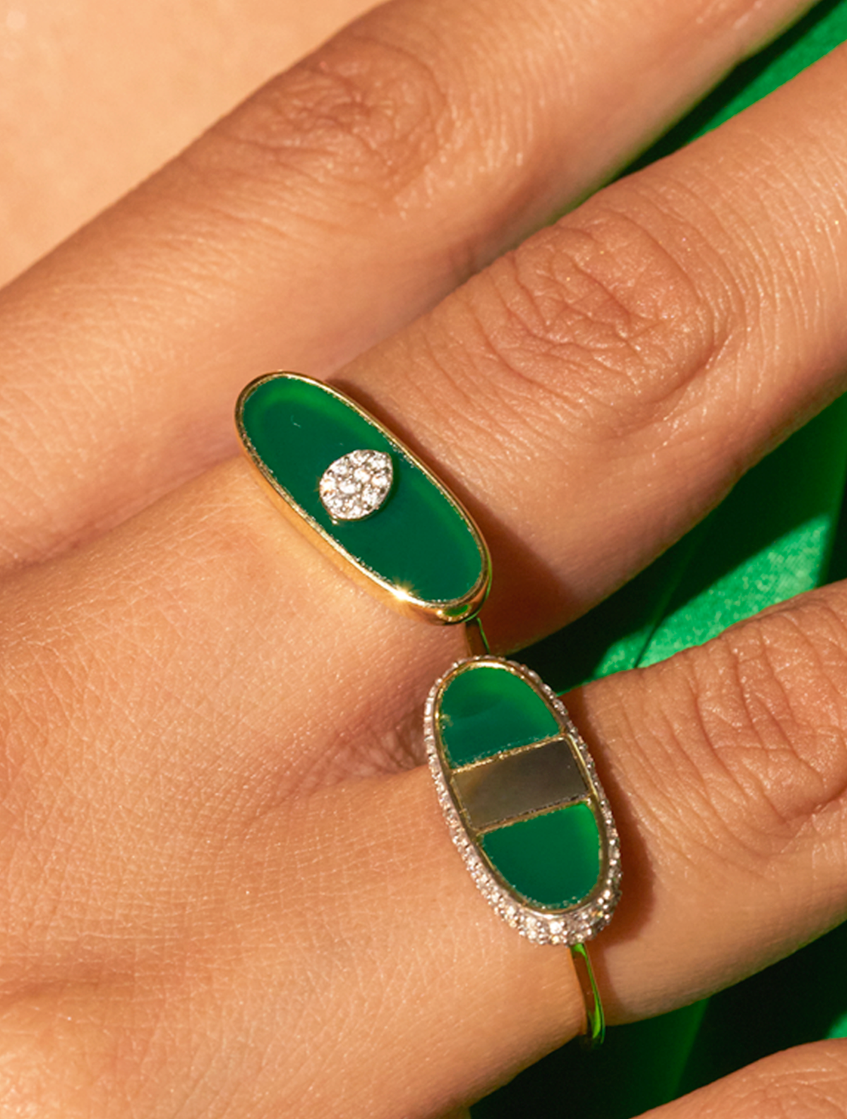 Izy Ring - 2 - Green Onyx - detail view