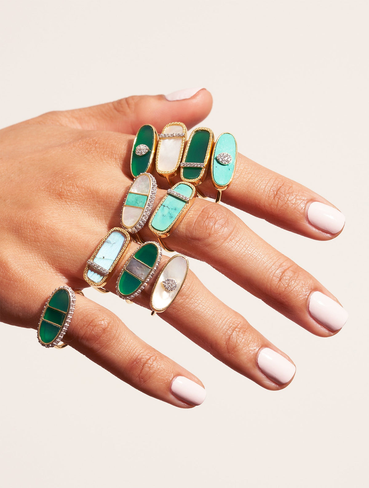 Izy Ring - 1 - Mother-of-pearl / Turquoise - another angle
