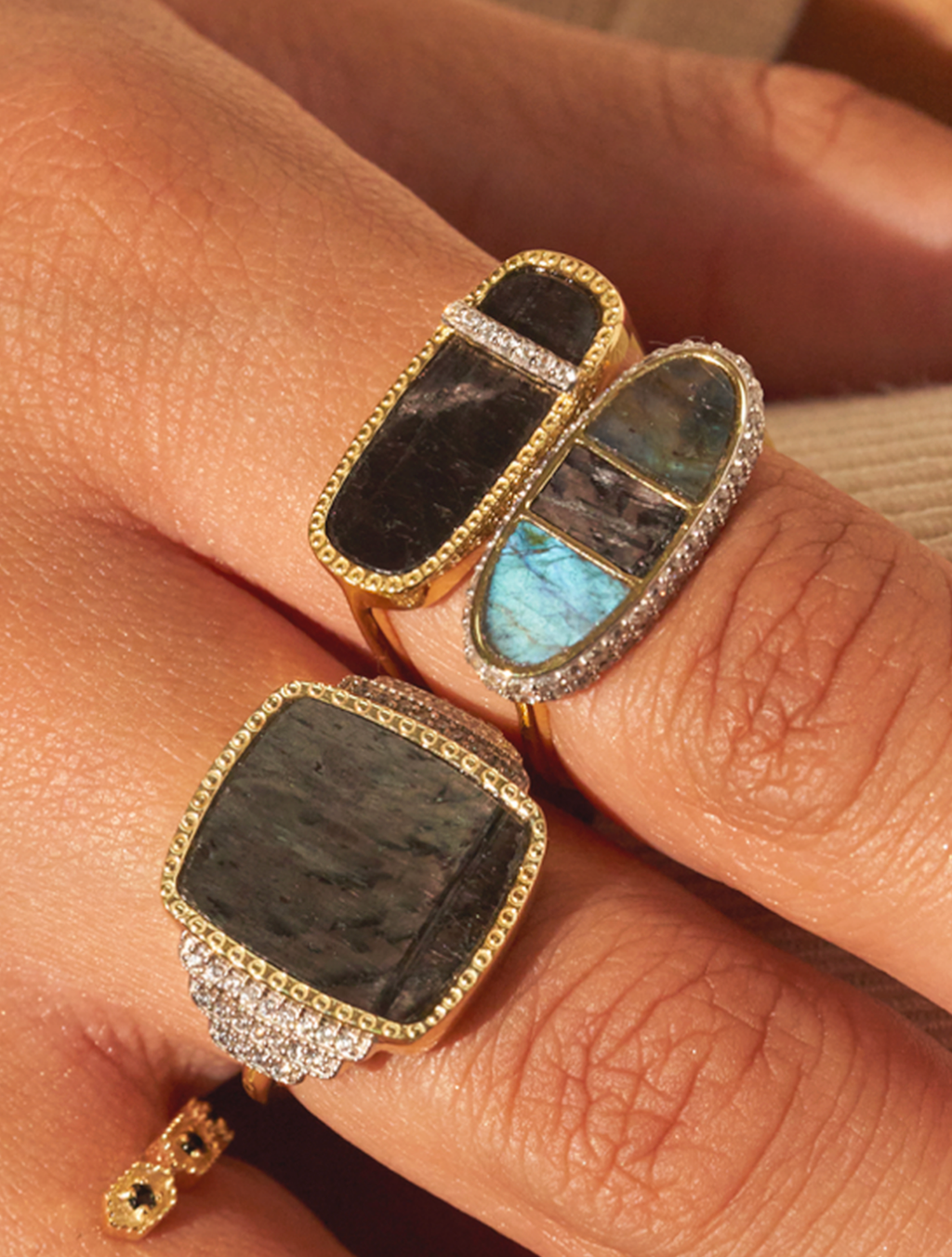 Izy Ring - 3 - Textured Onyx - detail view