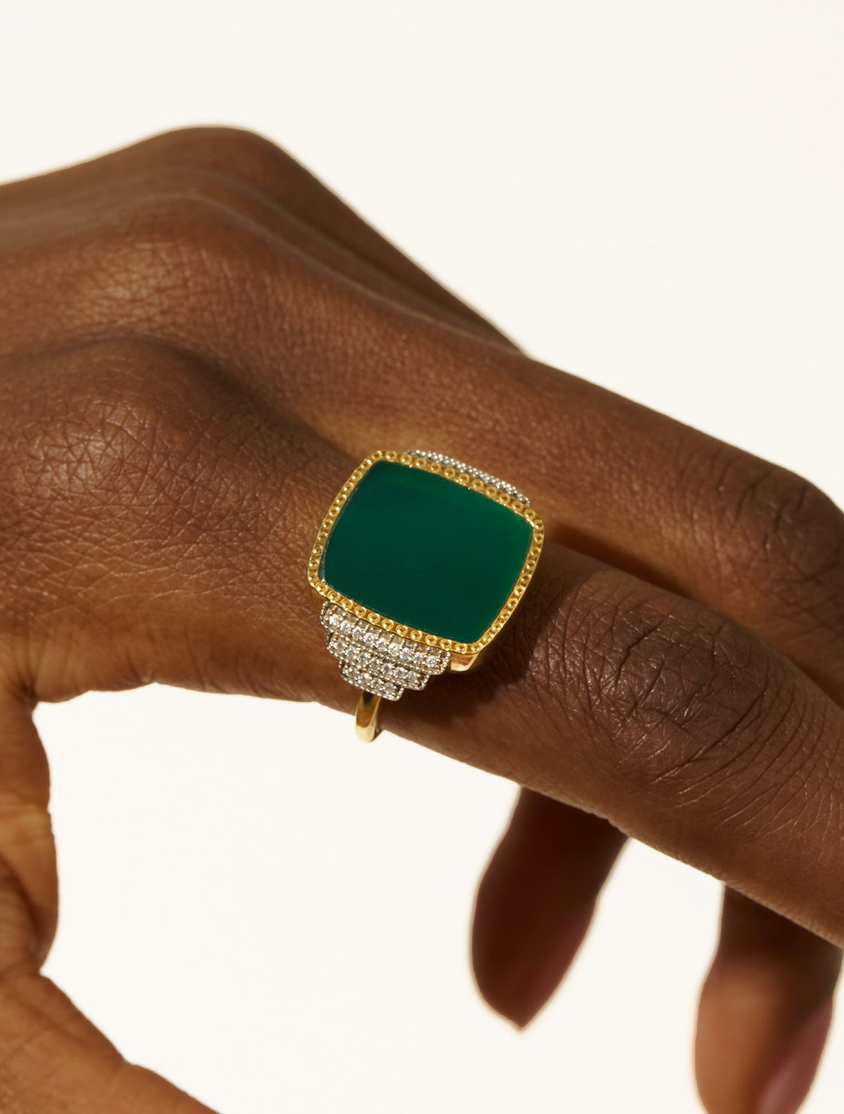 Kara Ring - Green Onyx - alternate view