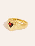 Magnetique Ring - Coeur - Quartz coloured bordeaux - front view
